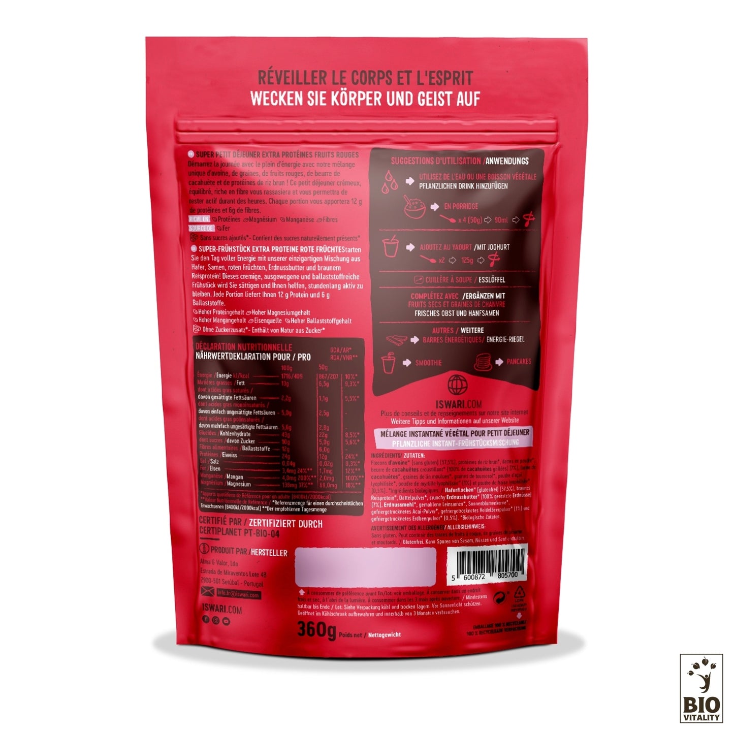 Super Frühstück Extra Protein mit roten Beeren Bio - 360g