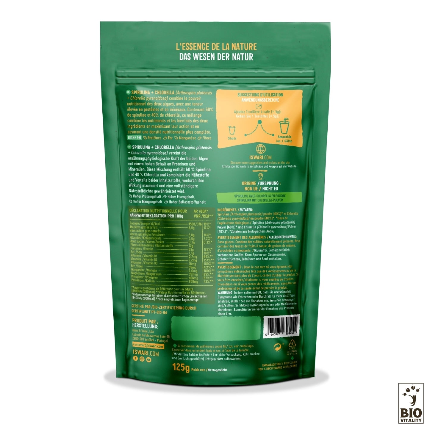 Spirulina & Chlorella Bio - 125g