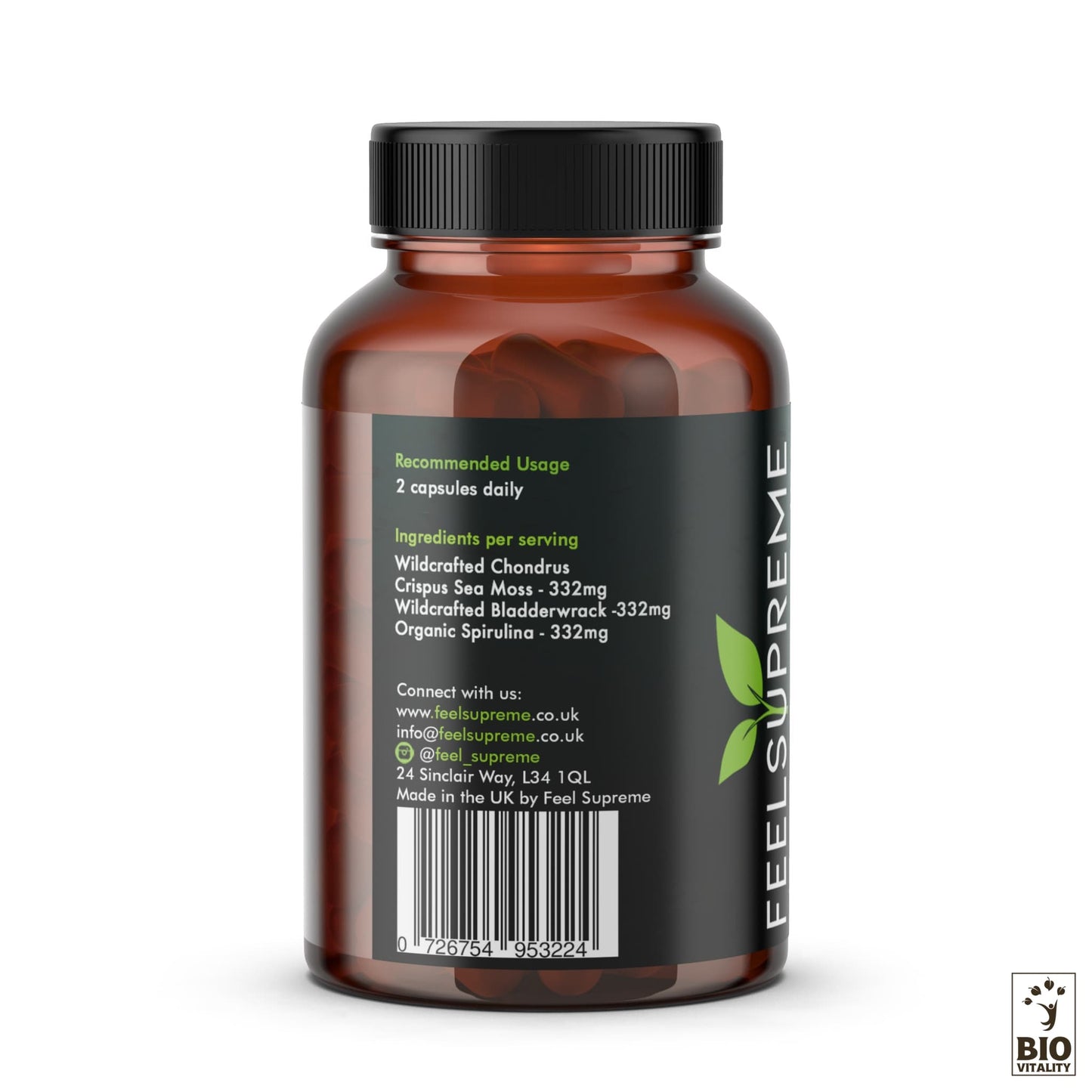 Algues « Irish Sea Moss » avec fucus et spiruline - 90 capsules