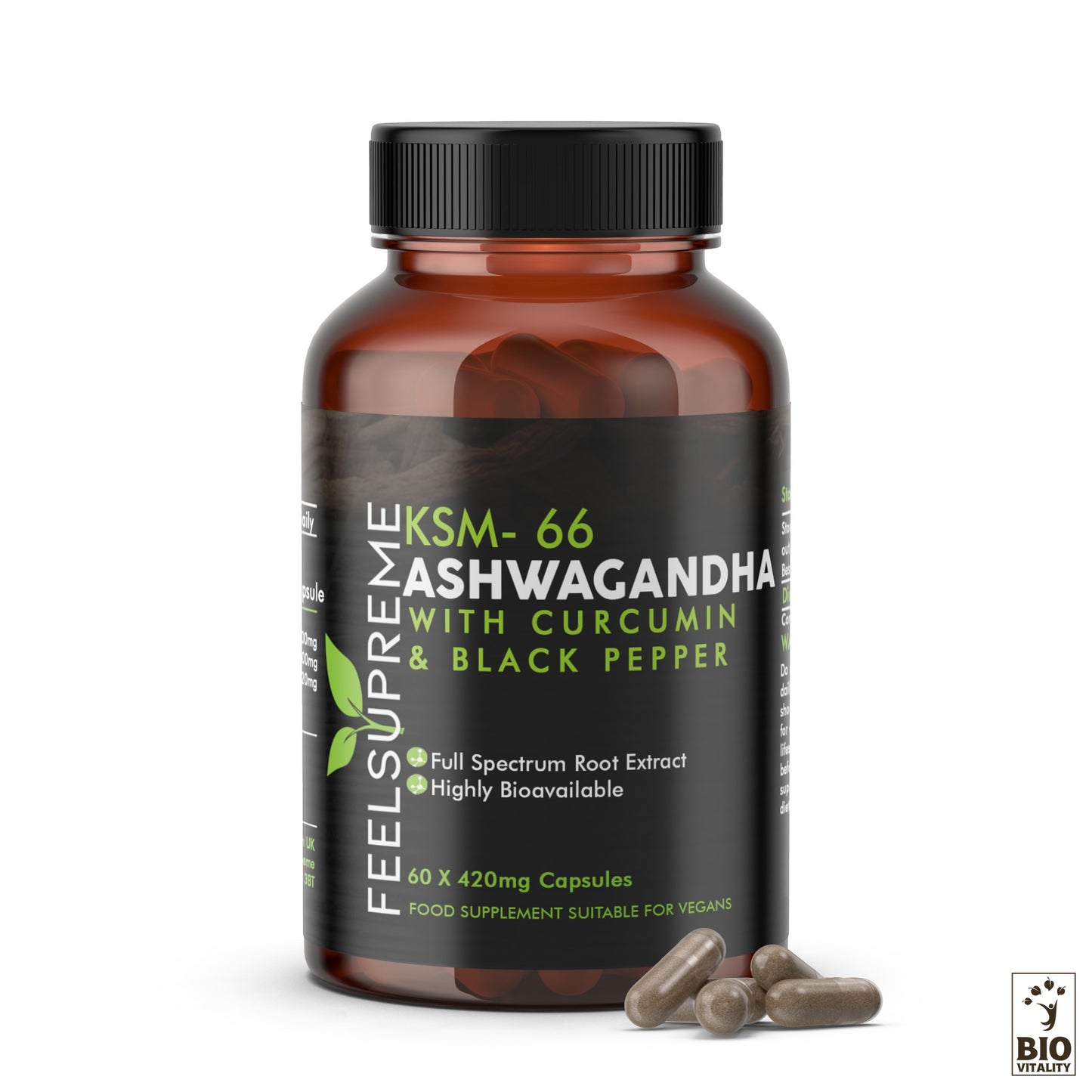KSM66 Ashwagandha avec Curcuma - 60 capsules