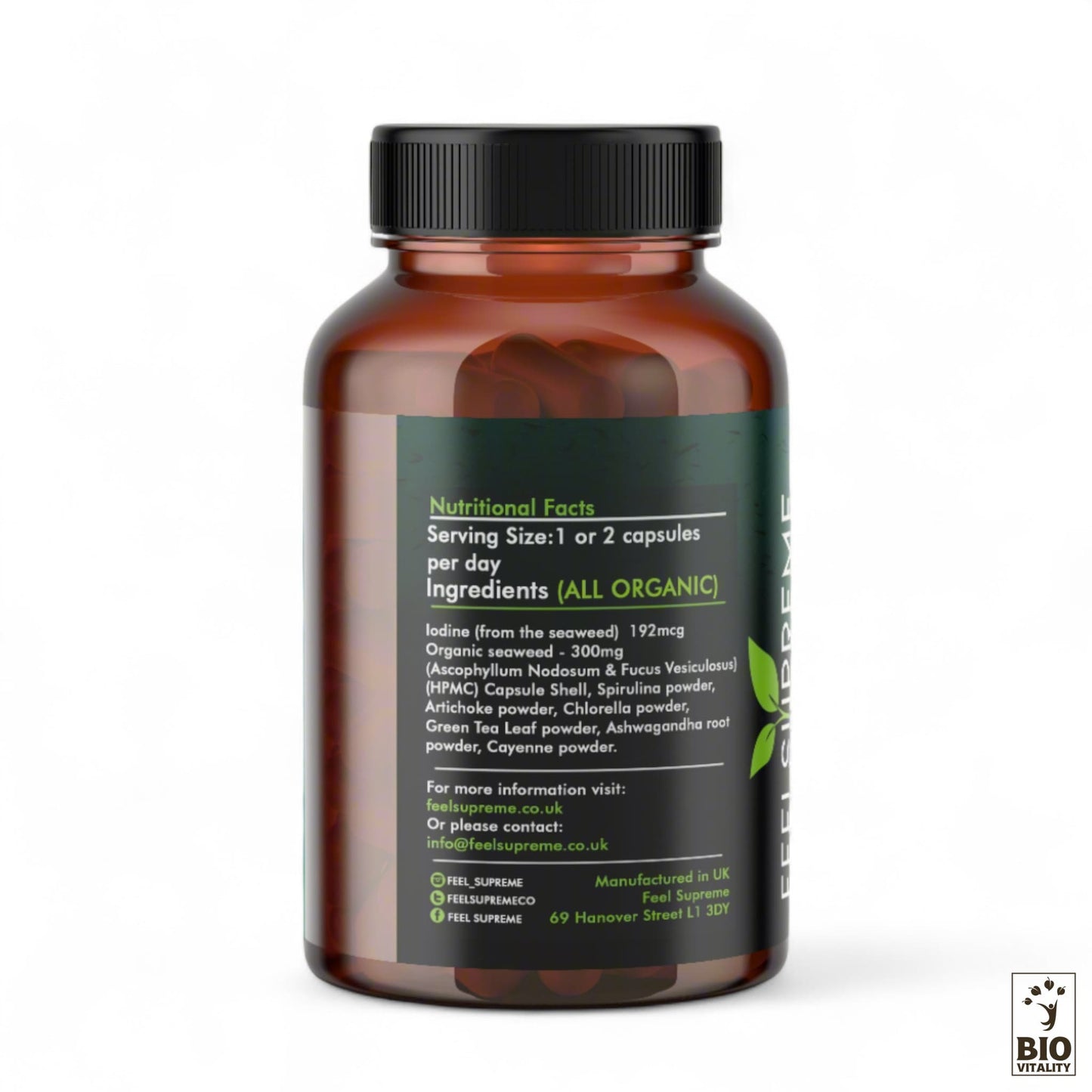 Mélange d'algues : Chlorella, Spiruline et Ashwagandha - 60 capsules