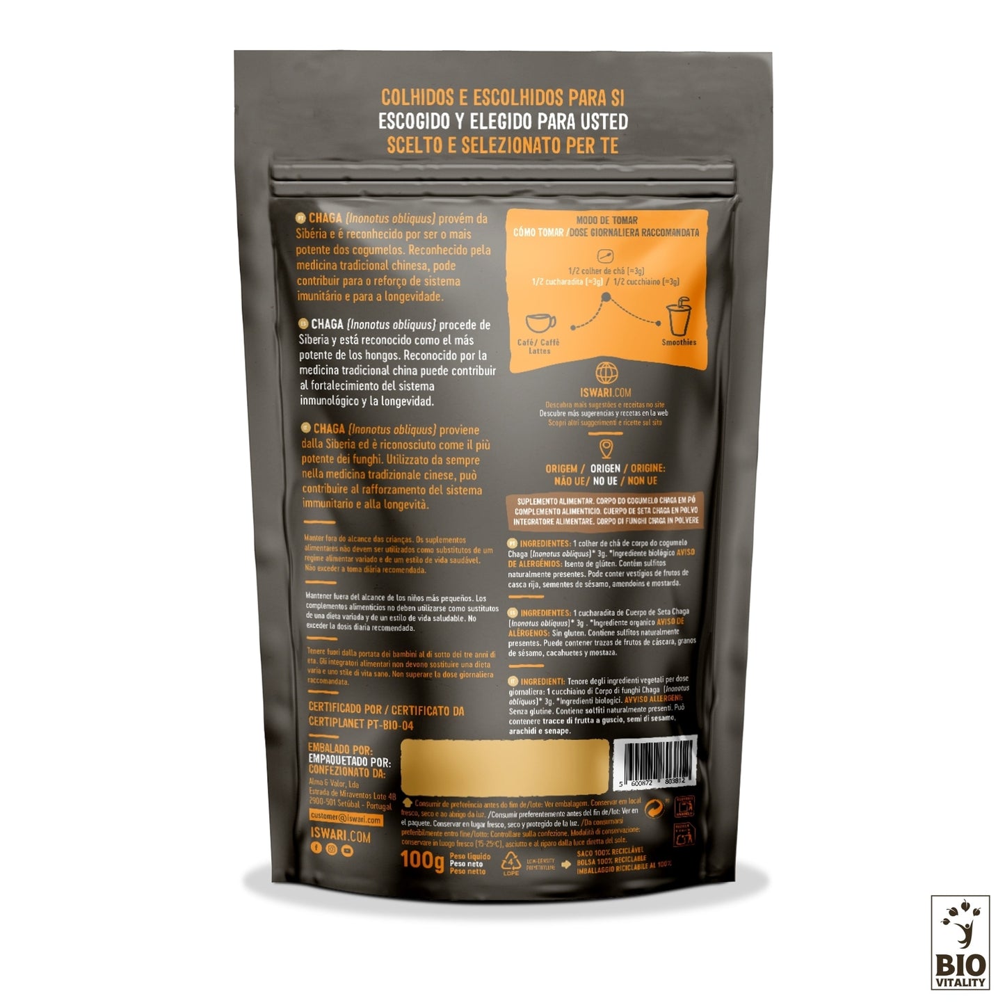 Chaga Pilz Pulver Bio - 100g