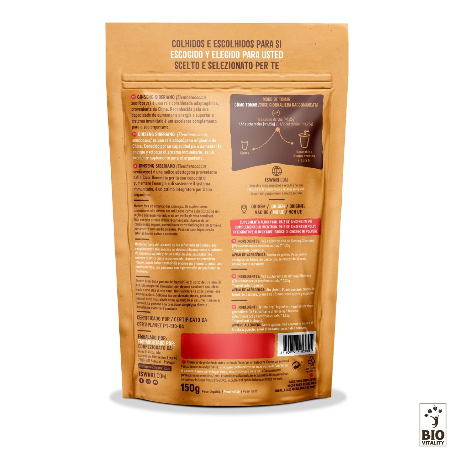 Sibirisches Ginseng Pulver Bio - 150g