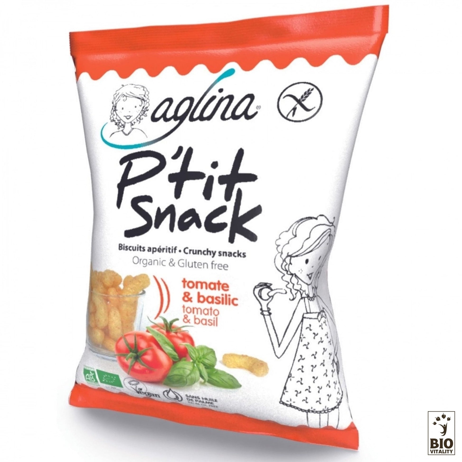 Découvrez lApéro Snack Tomate & Basilic Bio - 45g dAGLINA, un délicieux mélange de biscuits bio sans gluten aux saveurs rafraîchissantes de tomate et de basilic. Parfaitement conçu pour une friandise légère et savoureuse lors de toute réunion.