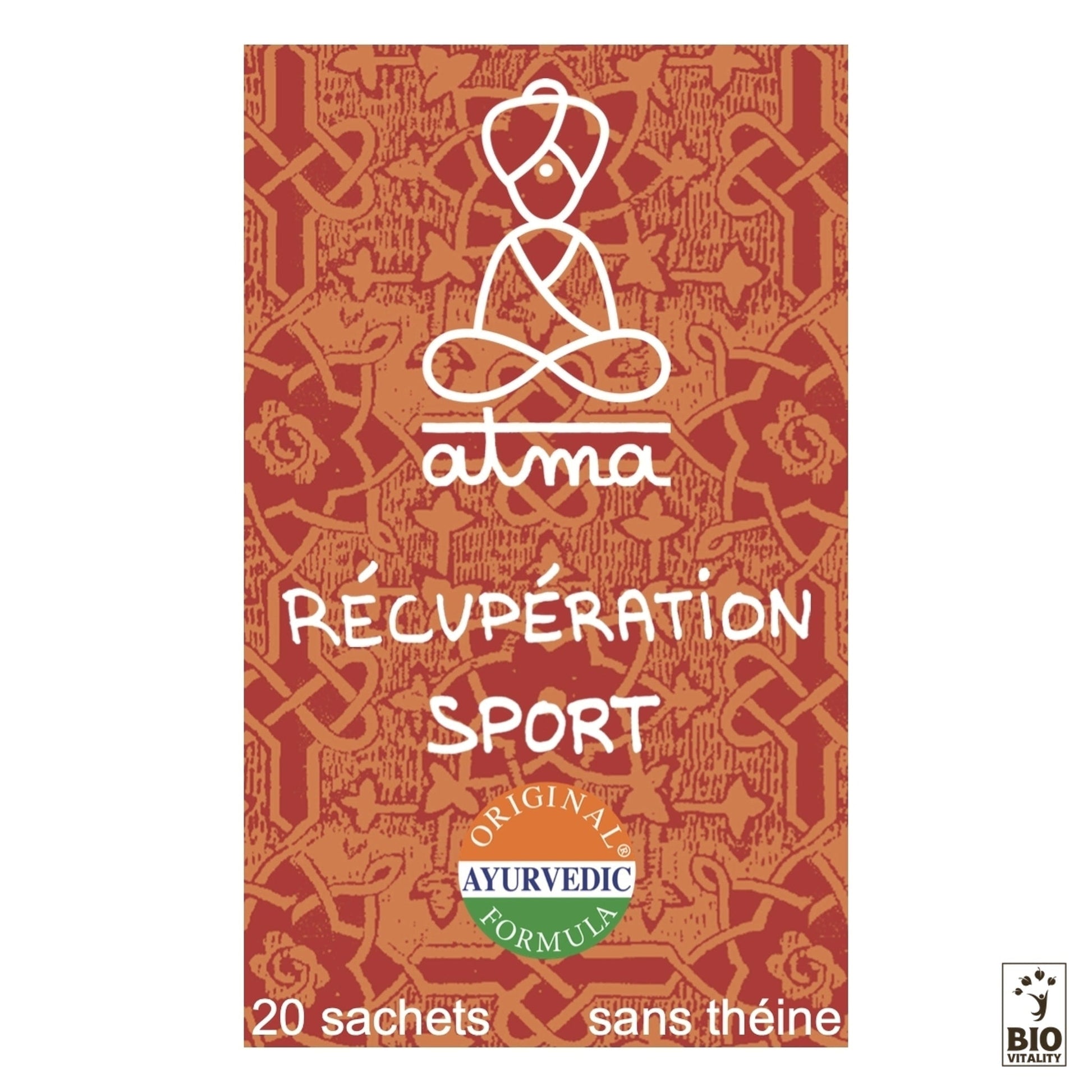 Le Mamsa - Récupération Sport Bio dATMA est une boîte sans caféine de 20 sachets. Cette formule ayurvédique originale contient linfusion Mamsa Shodhana, idéale pour une récupération optimale, favorisant la relaxation post-effort et favorisant la diminution de la température corporelle.