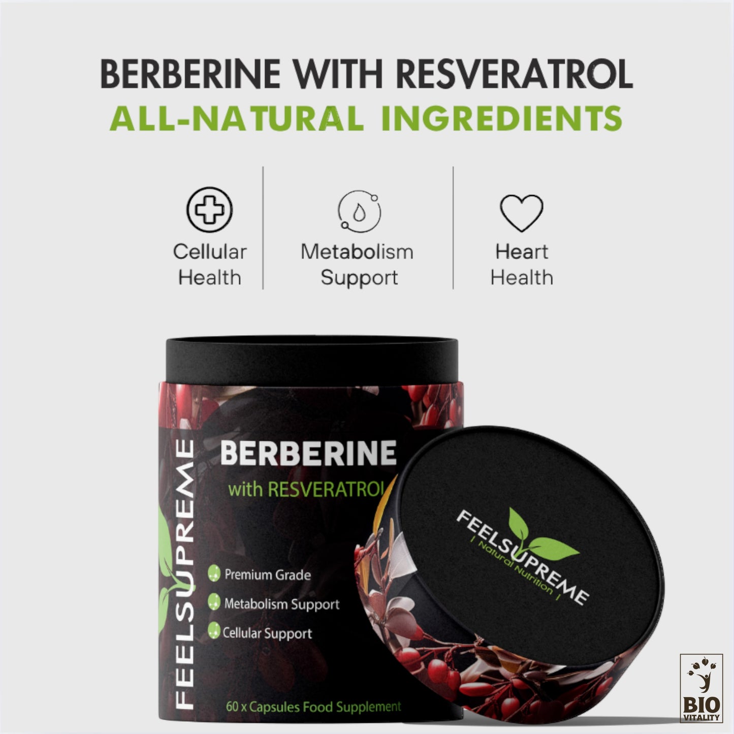 Berbérine avec resvératrol - 60 capsules
