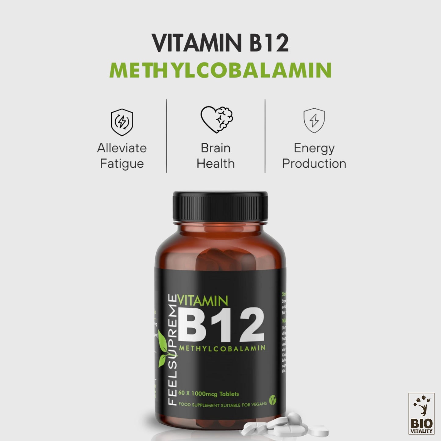 Vitamine B12 Méthylcobalamine - 60 comprimés