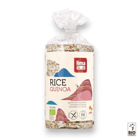 Les Galettes de riz-quinoa Bio 100g de LIMA sont végétaliennes, certifiées BIO et sans gluten pour une expérience de collation saine.