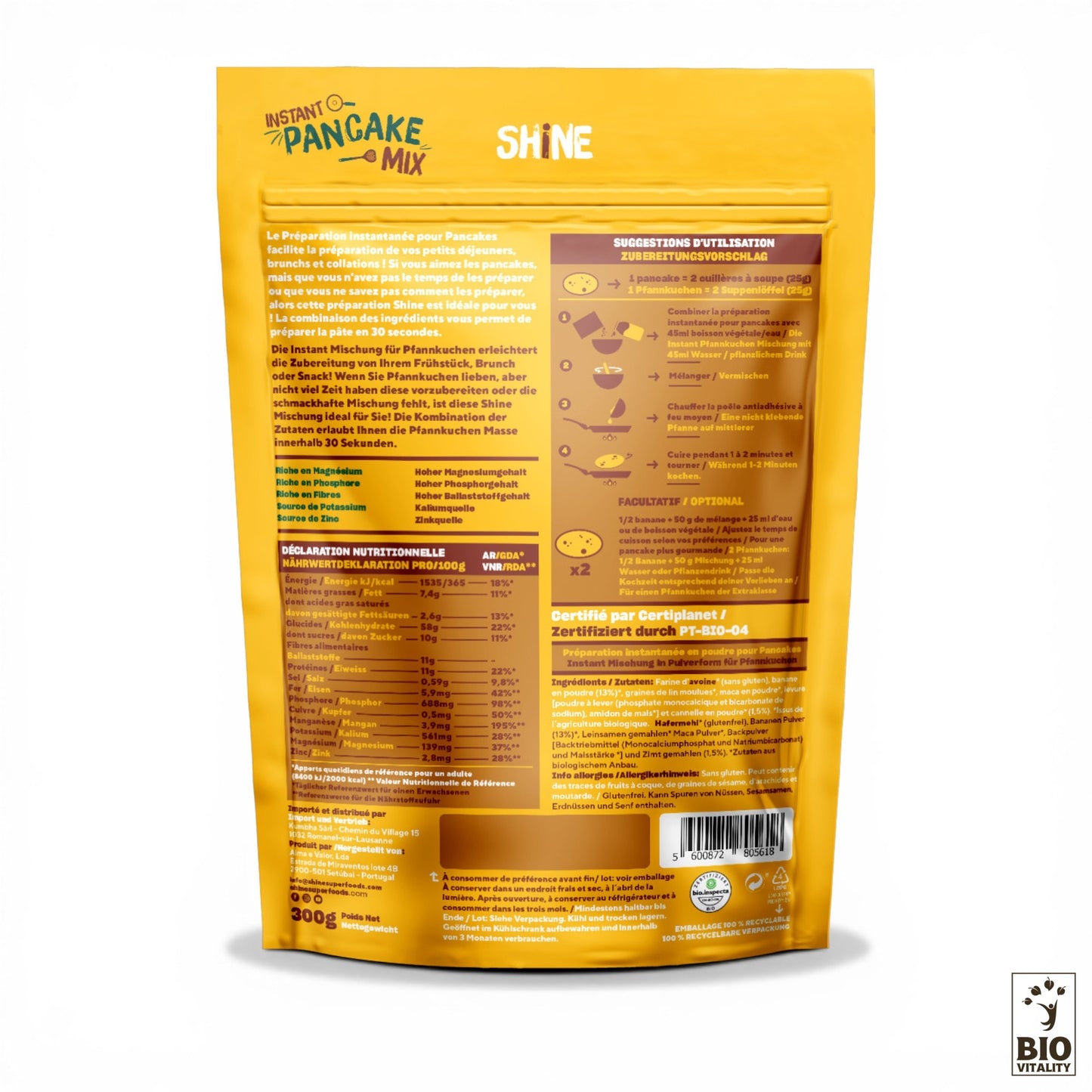 Instant Pancake Mix Banane & Cannelle - Bio - 300g